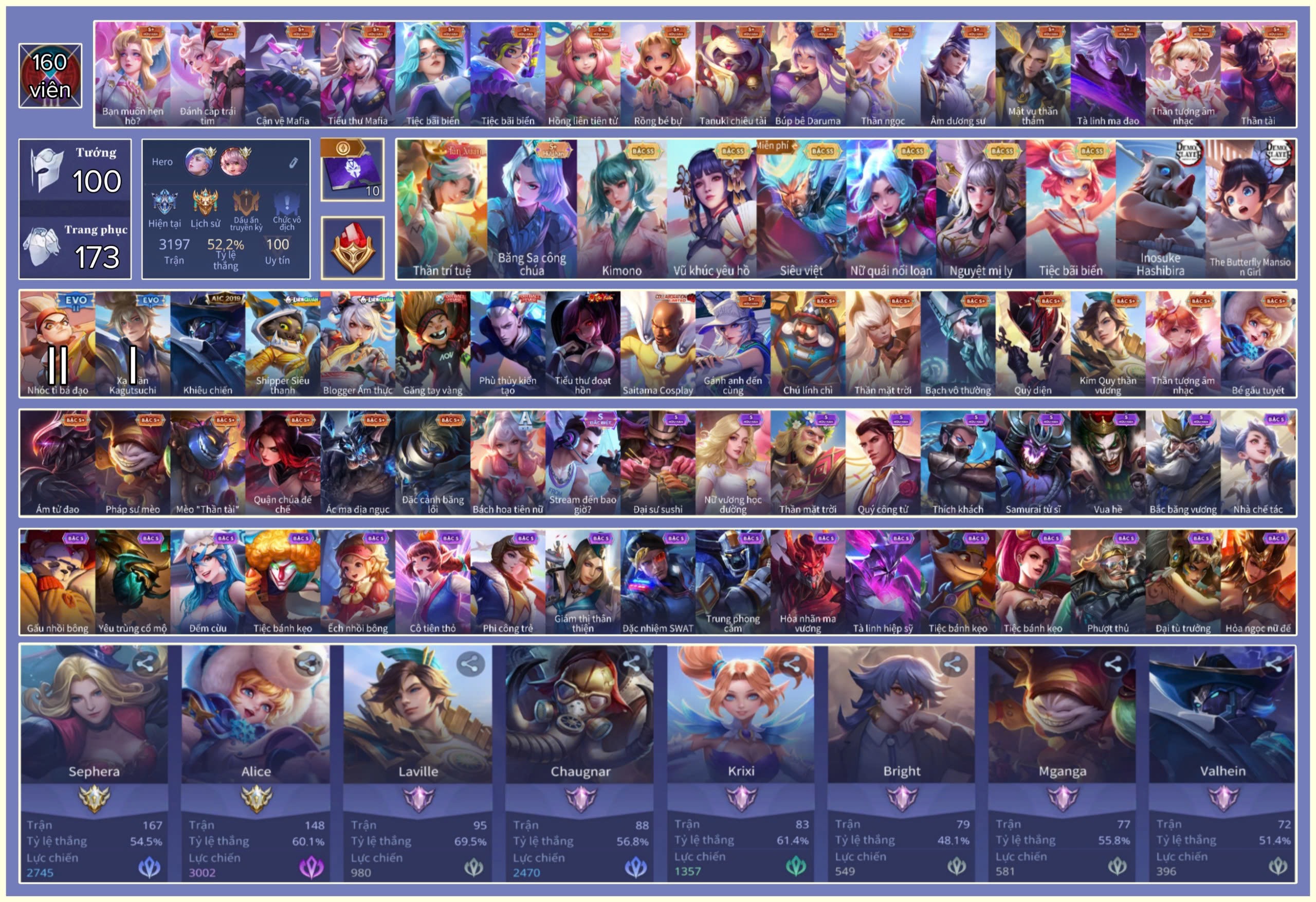 Account Liên Quân Cao Thủ 10 sao - Shop phikhongngao uy tín